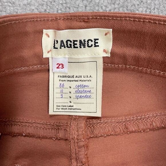 NWOT NEW L’AGENCE Margot High Rise Brown Java Coated Designer Jean Size 23 - Picture 5 of 7